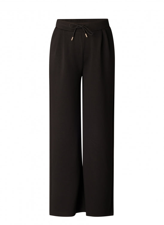 Yest - Nelly Wide Leg Drawstring Trousers in Black