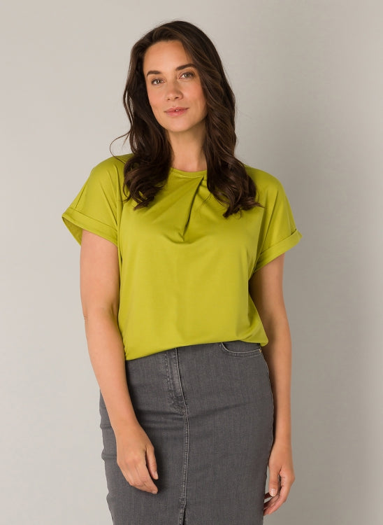 Shown on a model Yest - Nicolette Boxy Top in Leaf Green