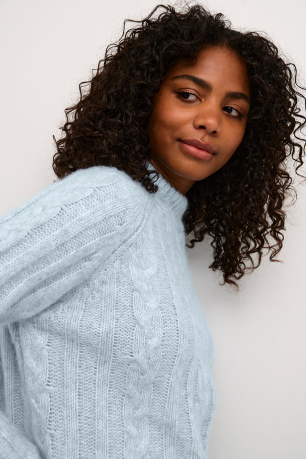 Kaffe - Anaja Pale Blue Cable Jumper Pullover