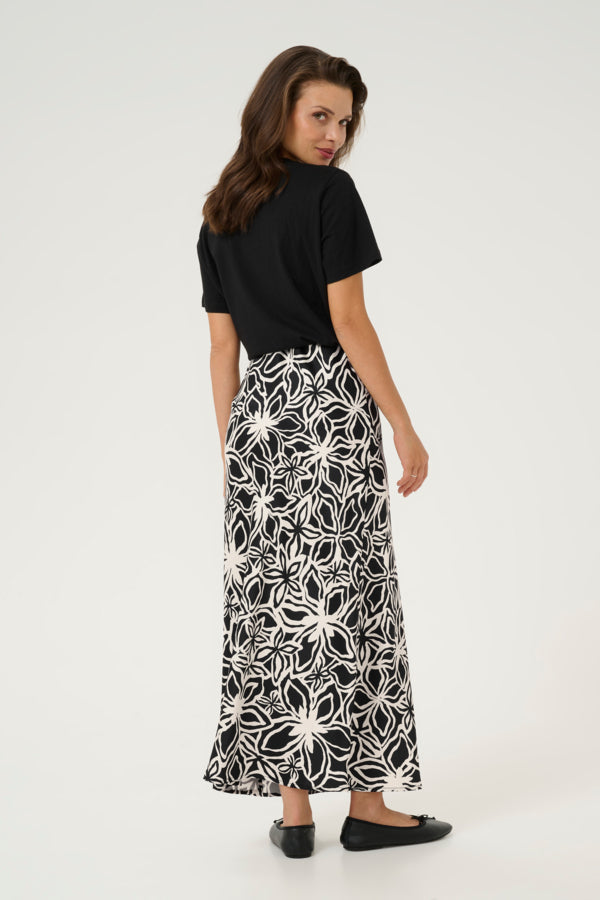 Kaffe - Avera Black & Ivory Silky Skirt