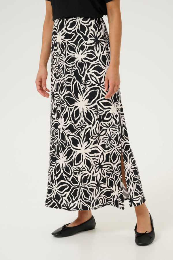 Kaffe - Avera Black & Ivory Silky Skirt