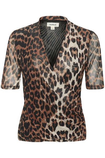 Soaked In Luxury - Aldora Leopard Wrap Blouse