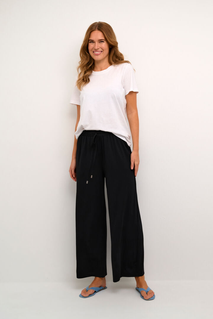 Kaffe - Kamallie Jersey Pants in Deep Black - here shown on a model