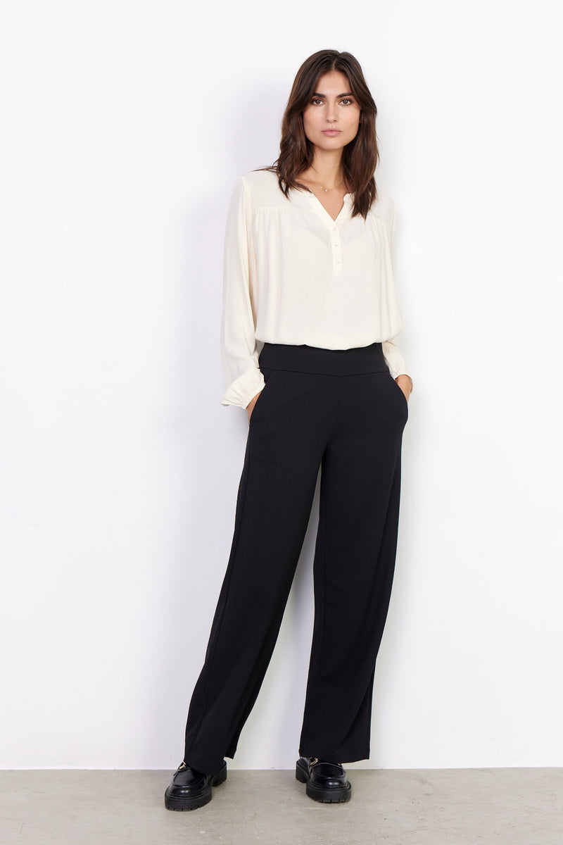 Soyaconcept - Siham Straight Legged Crepe Trousers in Black