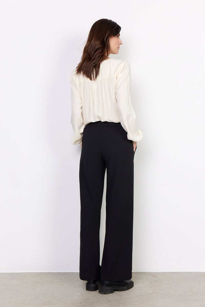 Soyaconcept - Siham Straight Legged Crepe Trousers in Black