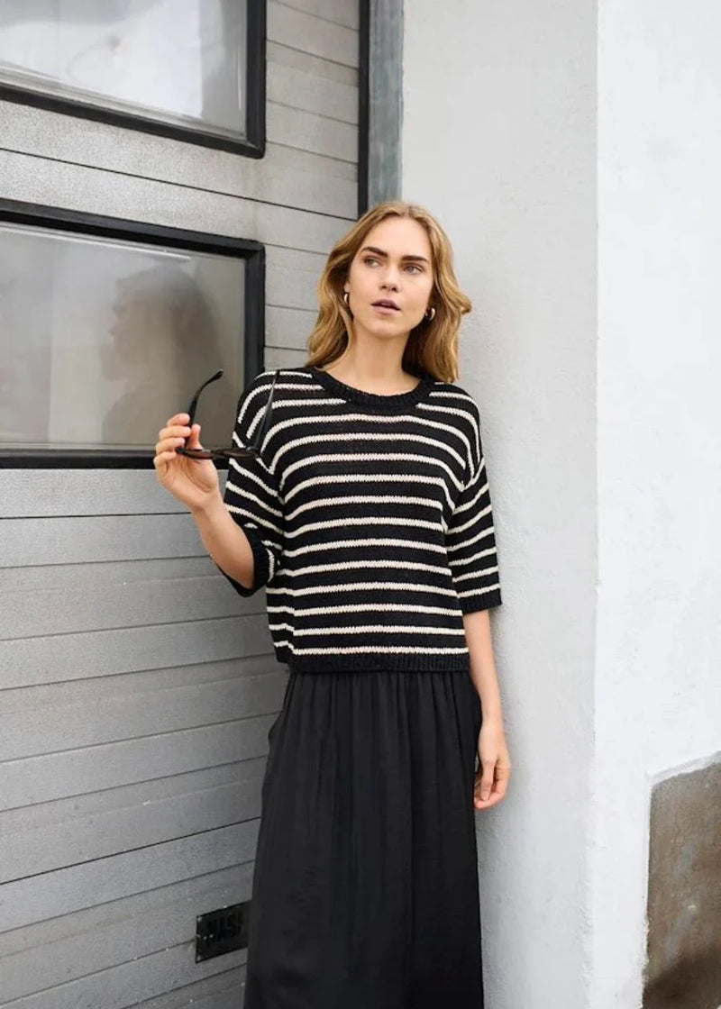 Kaffe -Kaysabel Knit Pullover in Black & Antique White