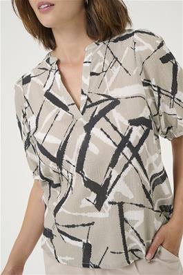 Kaffe Manilla Blouse Grey Abstract Front 2