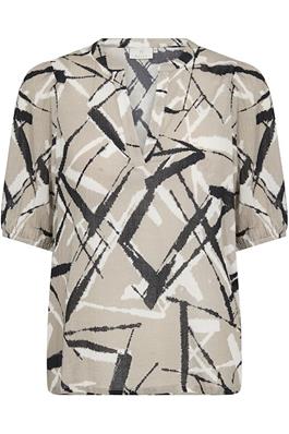 Kaffe Manilla Blouse Grey Abstract Front View