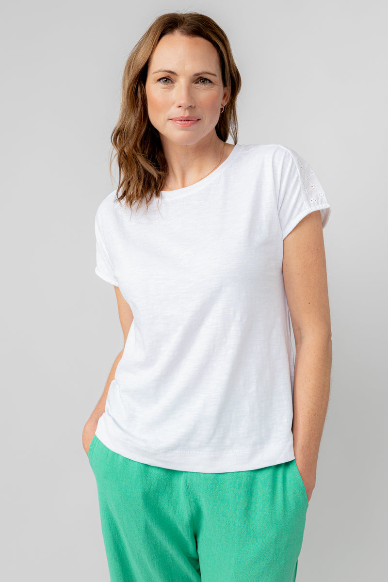 Lily & Me Vale T-shirt with Broderie detail