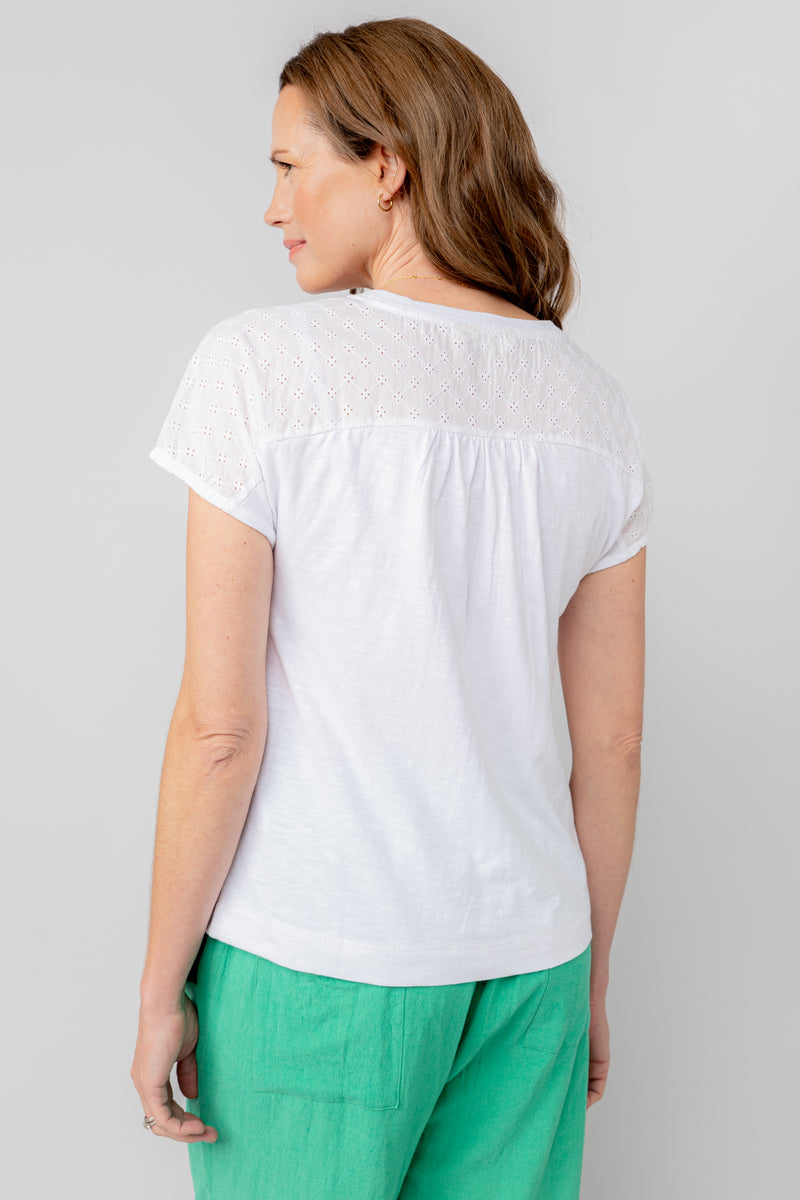 Lily & Me Vale T-shirt with Broderie detail