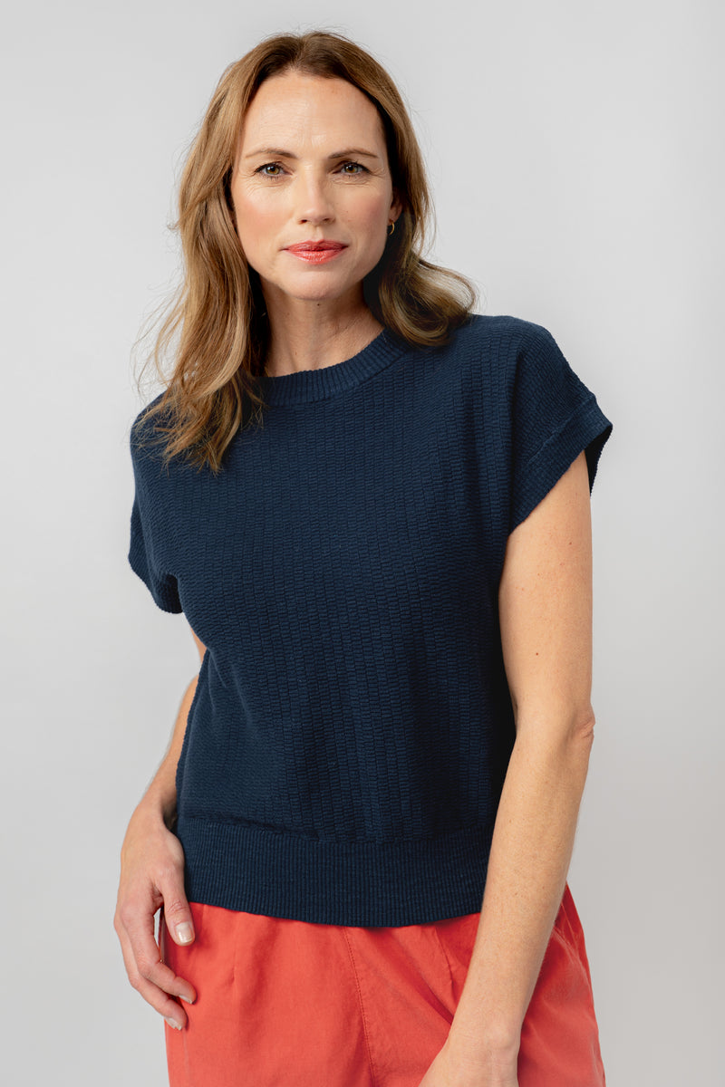 Lily & Me Lola Short Sleeve Top in navy