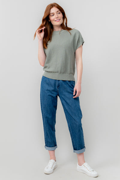 Lily & Me Lola Short Sleeve Top in sage green