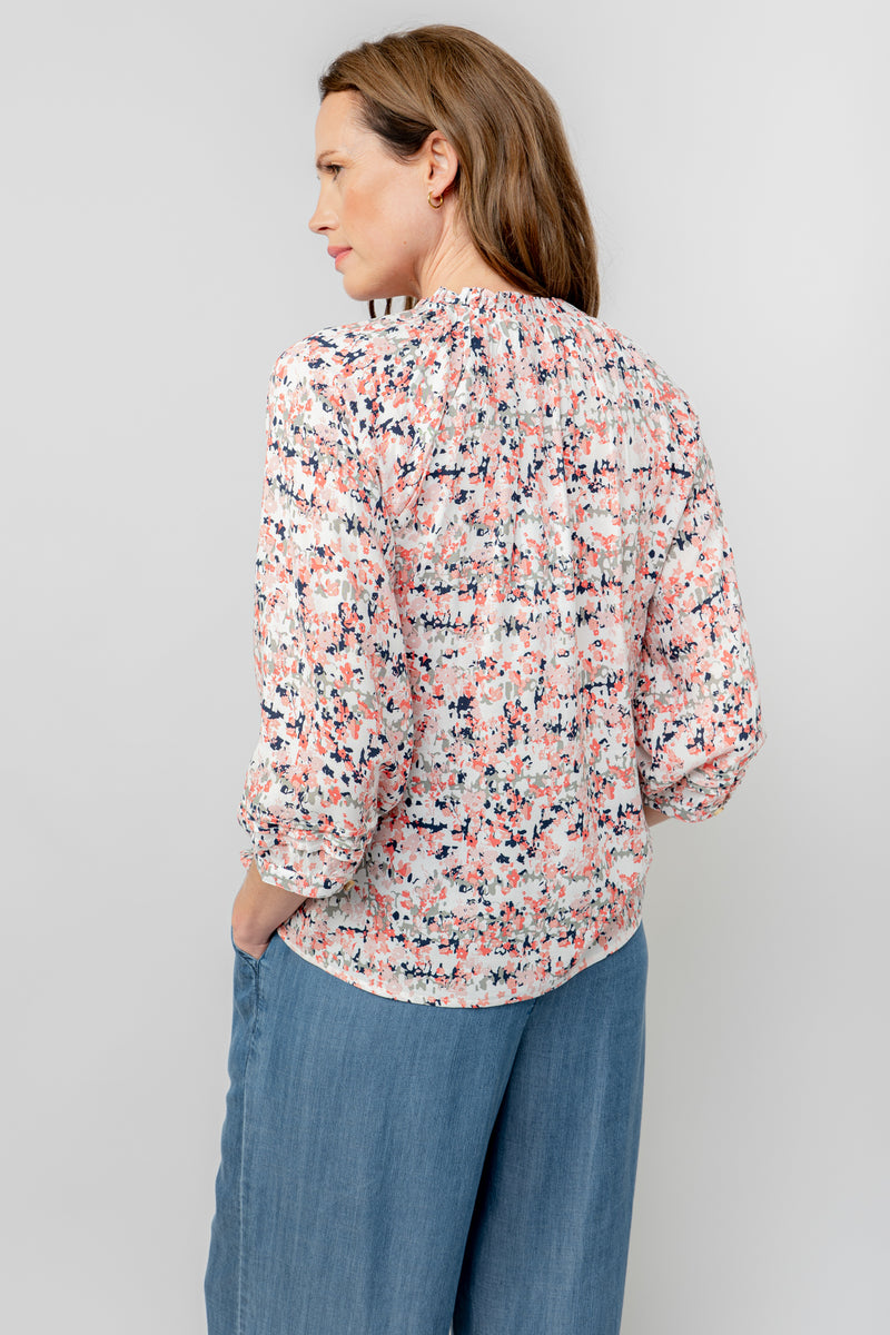 Lily & Me - Zoe Blouse in Rose Trellis Pattern showing the rear