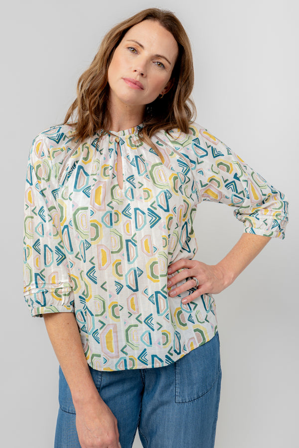 Lily & Me - Zoe Blouse in Aveline Abstract Pattern close up