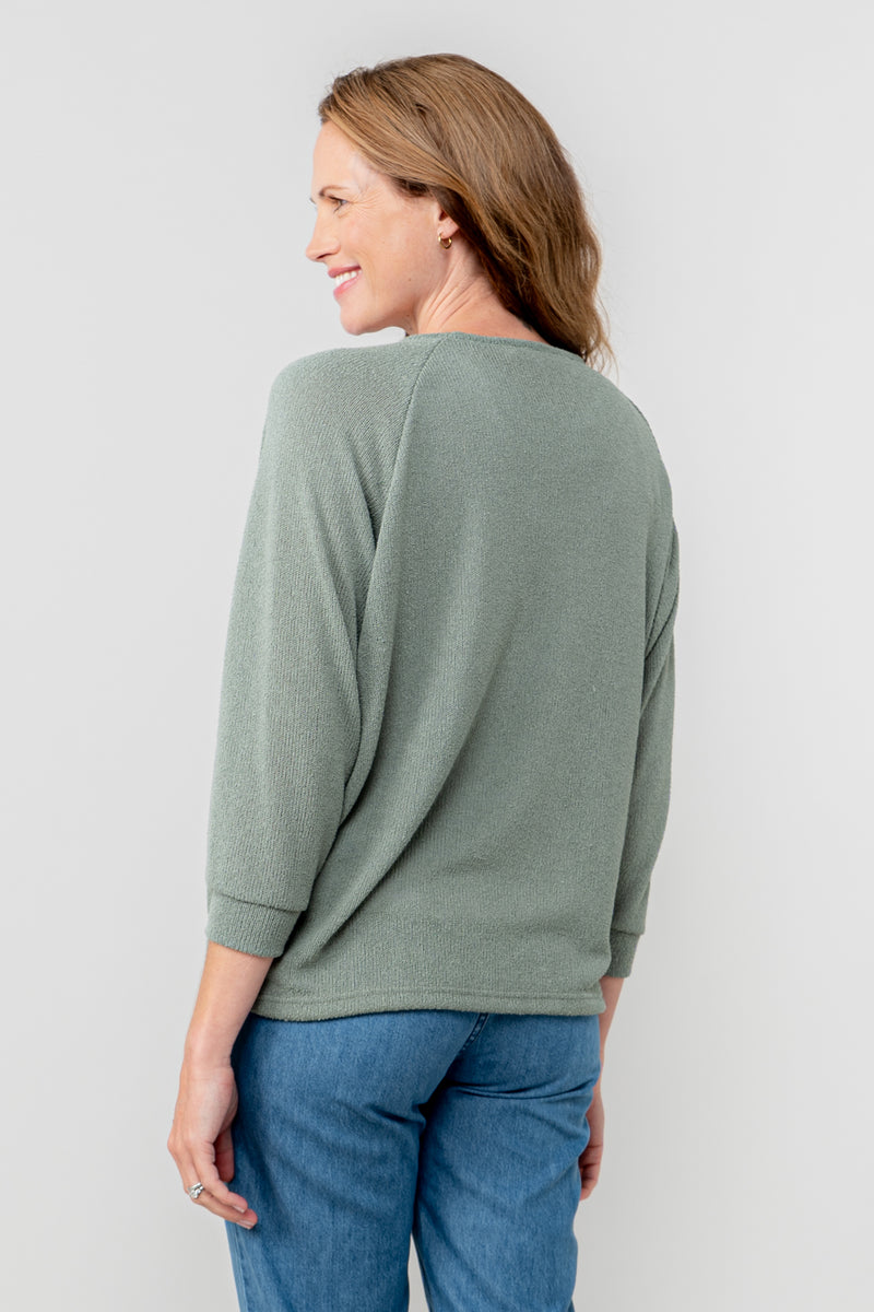 Lily & Me - Laburnum Top in Sage Green showing the rear