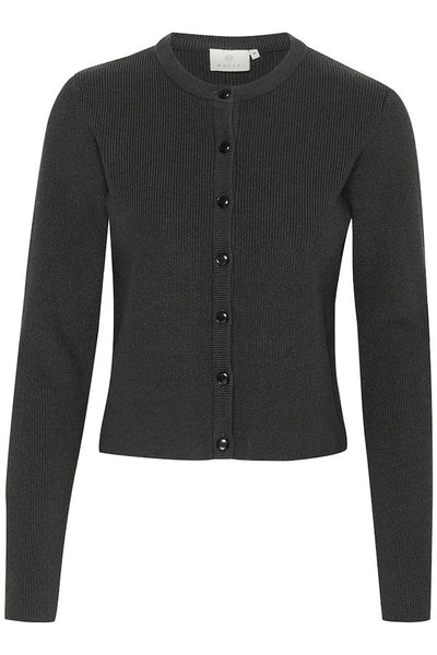 Kaffe - Amy Ribbed Cardigan in Black Oyster