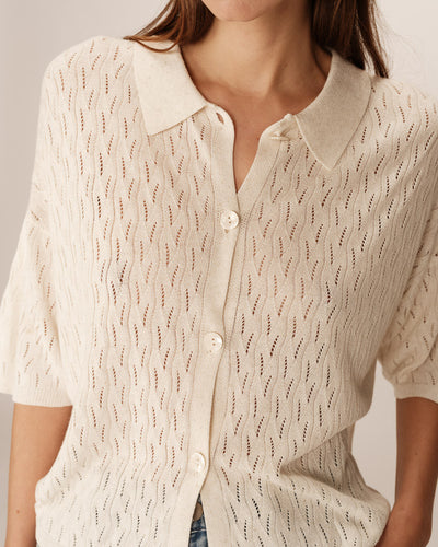 Grace & Mila - Pao Cream Crochet Cardigan