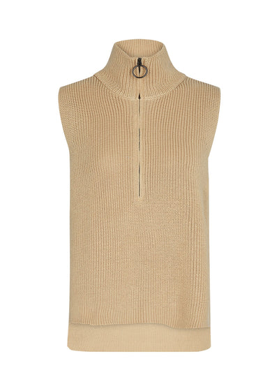 Stay warm and stylish with our Soyaconcept Julia Knit Vest. This beige vest is the perfect layering piece for chilly days, and its versatile neutral colour easily matches any outfit. Stay cosy and chic all season long!    Made of 50% Cotton, 50% Acrylic, Machine wash 30