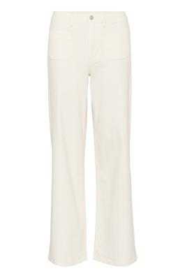 Kaffe - Karla Twill Jeans in Winter White showing the front with the patch pockets