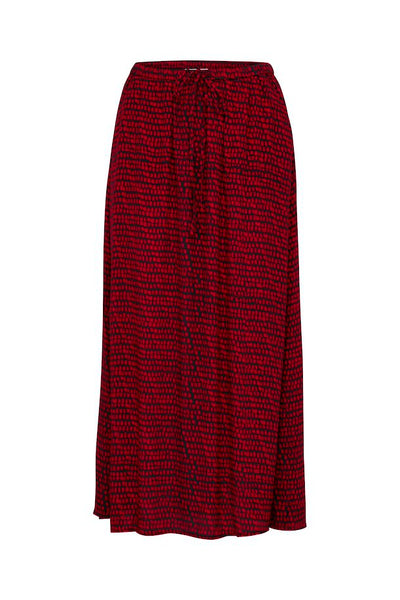 Soaked in Luxury - Alize Silky Patterned Skirt IN RED 