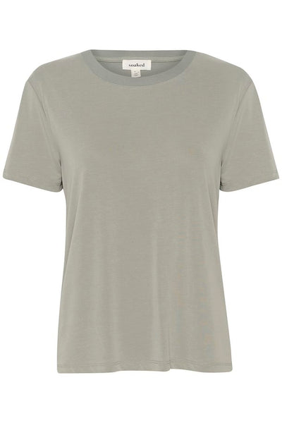 Soaked in Luxury -  Columbine Crew Neck T-Shirt in Oatmeal