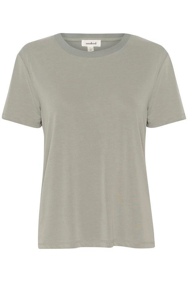 Soaked in Luxury -  Columbine Crew Neck T-Shirt in Oatmeal