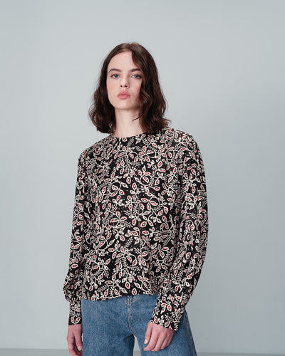 Grace & Mila - Nimes Black Patterned Blouse